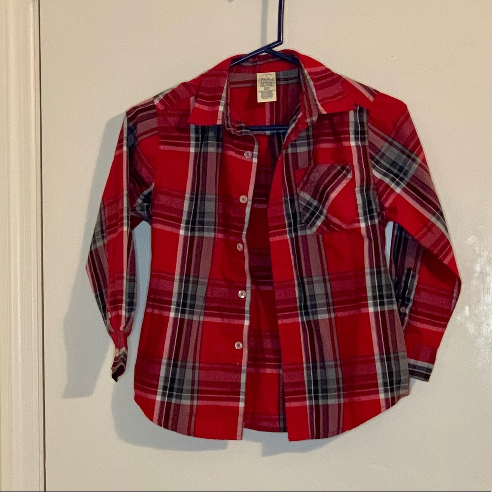 Youth Long Sleeve Plaid Button Up